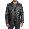 Men's Leather 3/4 Double Breasted Black Coat
