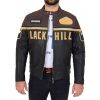 Men's Leather Biker Jacket with Racing Stripes Clyde Black