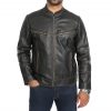 Men's Soft Leather Casual Plain Zip Jacket
