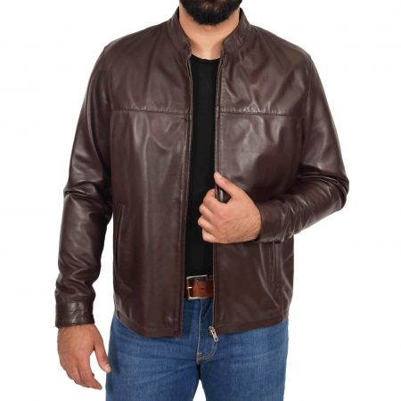 Mens Leather Standing Collar Jacket Paul Brown