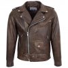 Mens Heavy Duty Leather Biker Brando Jacket Kyle Red
