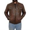 Men's Leather Quilted Anorak Style Jacket