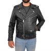 Mens Heavy Duty Leather Biker Brando Jacket Kyle Blue