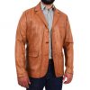 Men's Leather 3/4 Length Crombie Coat
