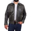 Men's Soft Leather Plain Zip Box Jacket