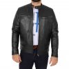Men's Leather Biker Style Jacket Eddie Grey