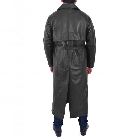 Full Length Men's Double Breasted Leather Coat