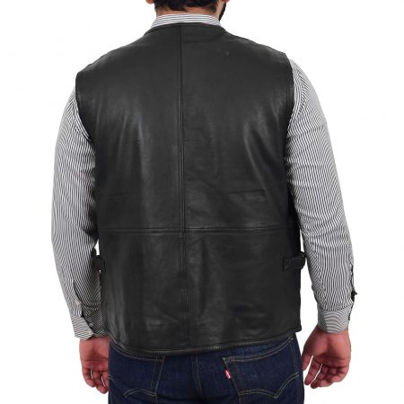 Men's Leather Multi-Purpose Waistcoat Black