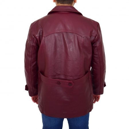 Men's Burgundy Double Breasted Peacoat