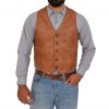 Mens Button Fastening Leather Waistcoat Nick Black