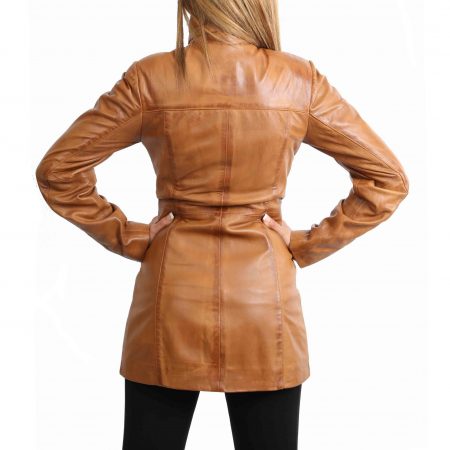 Women's Leather Dual Zip Fastening Jacket
