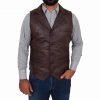 Mens Leather Buttoned Waistcoat Gilet Calvin Rub Off