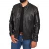 Men's Standing Collar Leather Jacket Tony Tan