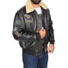 Men's Black Bomber Sheepskin Collar Jacket
