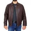 Men's Black Hooded Leather Bomber Jacket