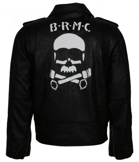 Brando BRMC Johnny Stabler Wild One Skull Black Leather Biker Jacket