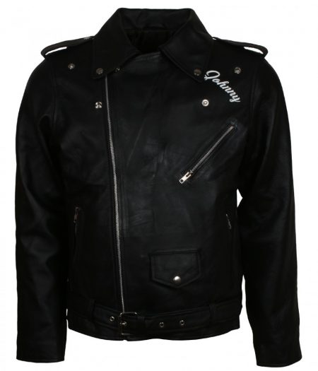 Brando BRMC Johnny Stabler Wild One Skull Black Leather Biker Jacket