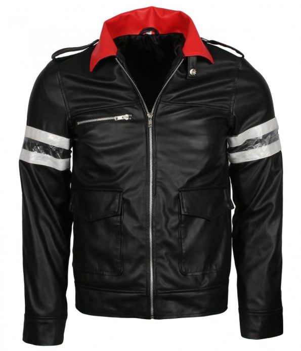 Men Alex Mercer Prototype 2 Gaming Striped Black Biker Leather Jacket