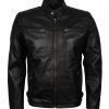 Mens Simple Tan Quilted Vin Diesel Designer Biker Leather Jacket
