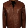 Men Casual Designer Bomber Brown Real Leather Biker Jacket