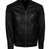 Men Cafe Racer Quilted Vintage Brown Waxed Biker Leather Jacket