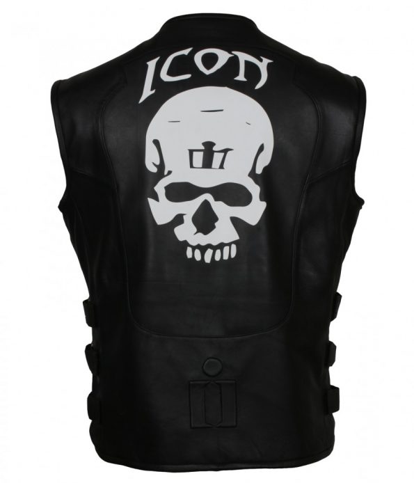 Icon Skull D30 Regulator Biker Black Tactical Motorcycle Leather Vest