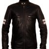 Skull and Bones Live Hard Designer Vintage Maroon Red Motorcycle Leather Jacket Biker Wear