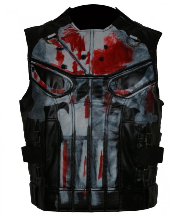The Punisher Season 2 John Bernthal Black Tactical Biker Leather Vest