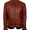 Men Classic Diamond Brando Biker Brown Motorcycle Leather Jacket