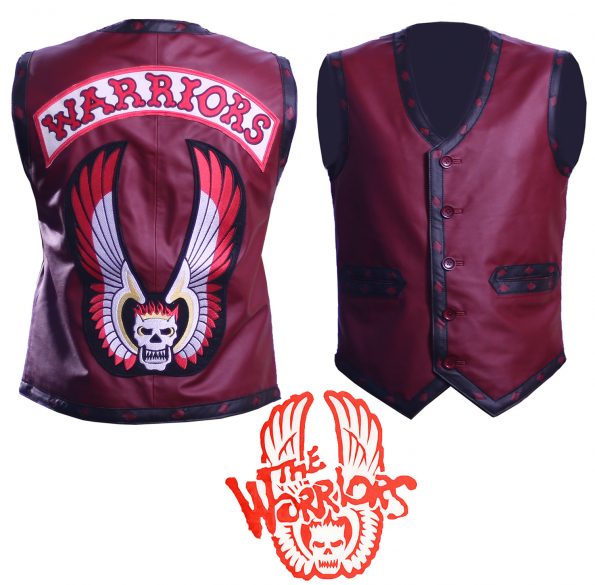 Men The Warriors Movie Maroon Eagle Biker Faux Leather Vest