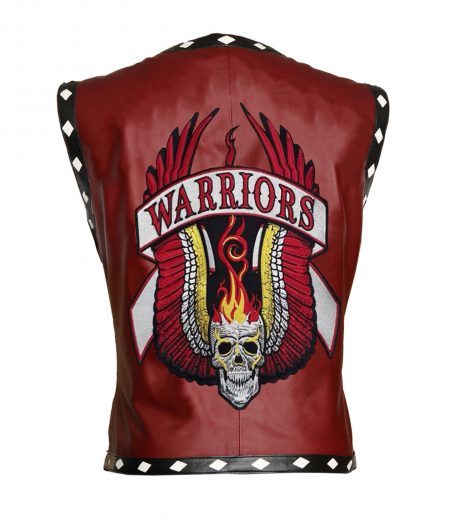 Men The Warriors Movie Red Biker Faux Leather Vest