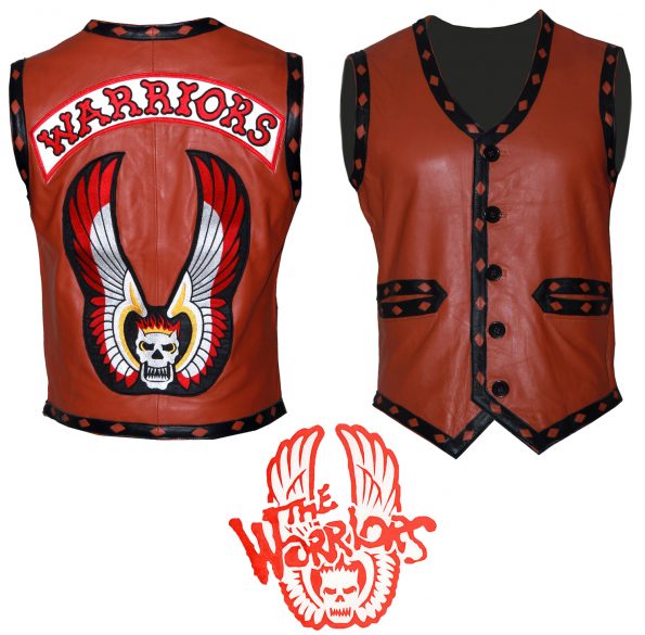 Men The Warriors Movie Tan Skull Biker Faux Leather Vest