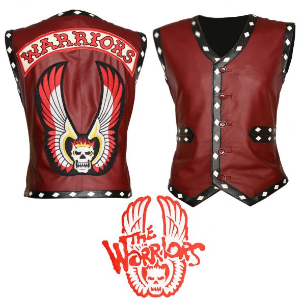Men The Warriors Movie Tan White Biker Faux Leather Vest