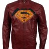 Men SuperMan Red Faux Leather Jacket