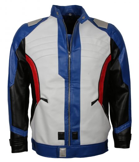 OverWatch Soldier 76 Men Multicolor Faux White Leather Jacket Cosplay Costume
