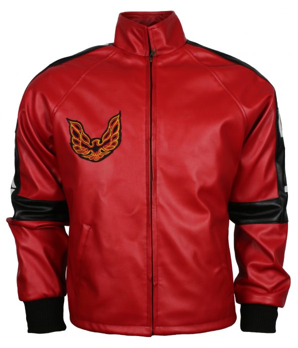 Smokey and the Bandit Burt Reynold Red Bomber Embroidered Cosplay Faux Leather Jacket Costume