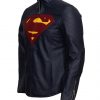 Superman Man Of Steel Yellow Cosplay Black Faux Leather Jacket Costume