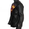 Superman Man Of Steel Yellow Cosplay Black Faux Leather Jacket Costume
