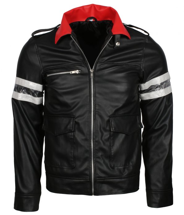 Alex Merca Prototype Stripe Black Gaming Leather Jacket