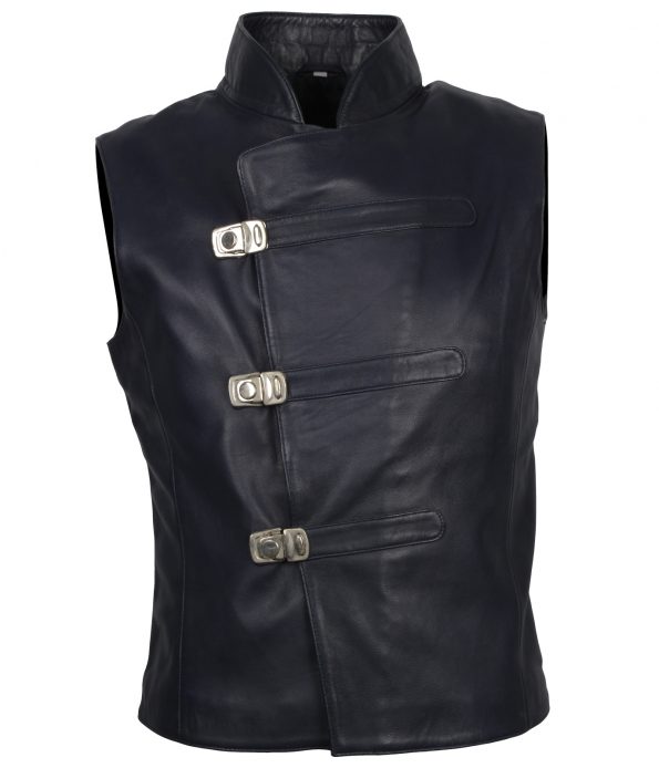Black Men Designer Motorcyle Leather Vest