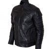 Mens Hybrid Mayhem Grey Stripe Black Biker Leather Jacket