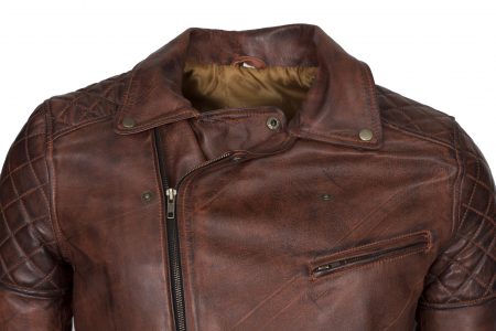 Brando Men Brown Waxed Motorcyle Leather Jacket