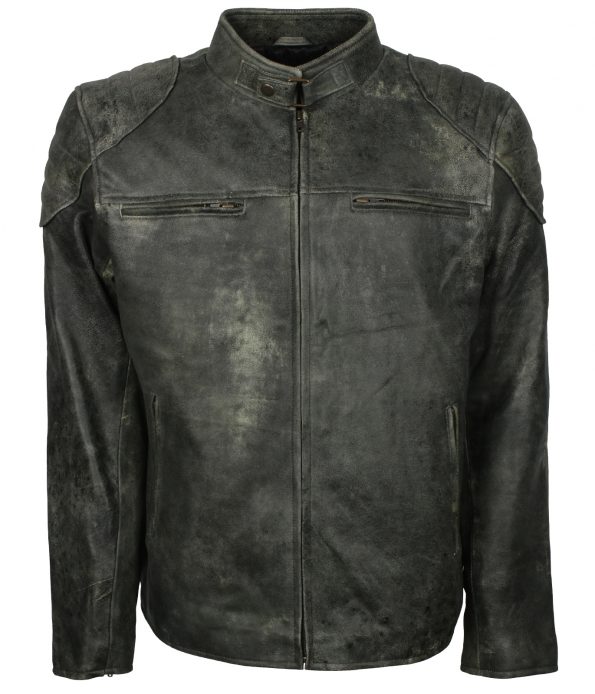 Men's Brando Distressed Gray Biker Jacket