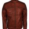 Cafe Racer Brown Waxed Biker Leather Jacket