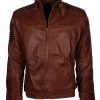 Mens Vintage Designer Rusty Black Quilted Distressed Biker Leather Jacket costume