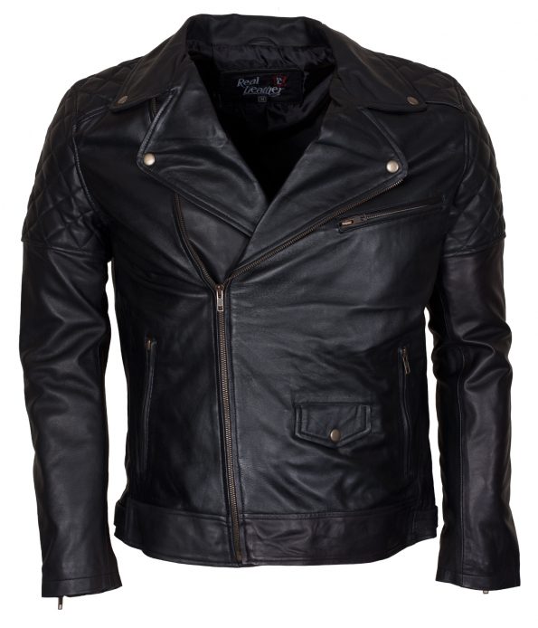 Classic Men Marlon Brando Black Waxed Leather Jacket