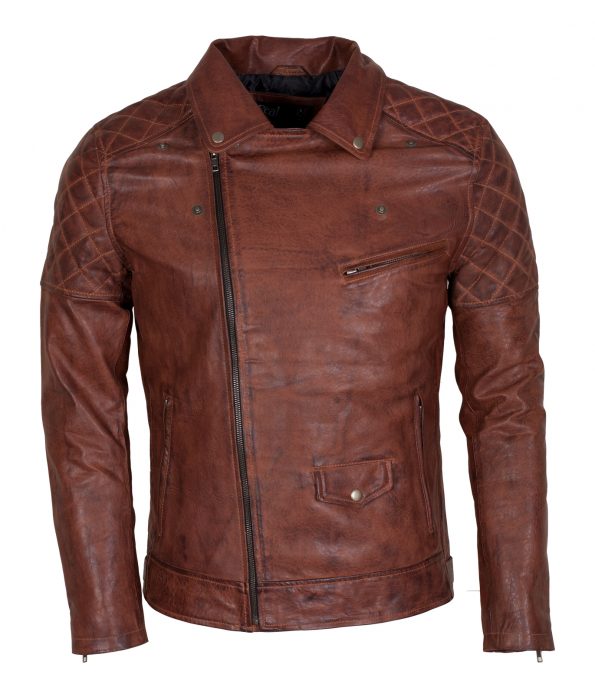 Classic Men Marlon Brando Brown Waxed Leather Jacket