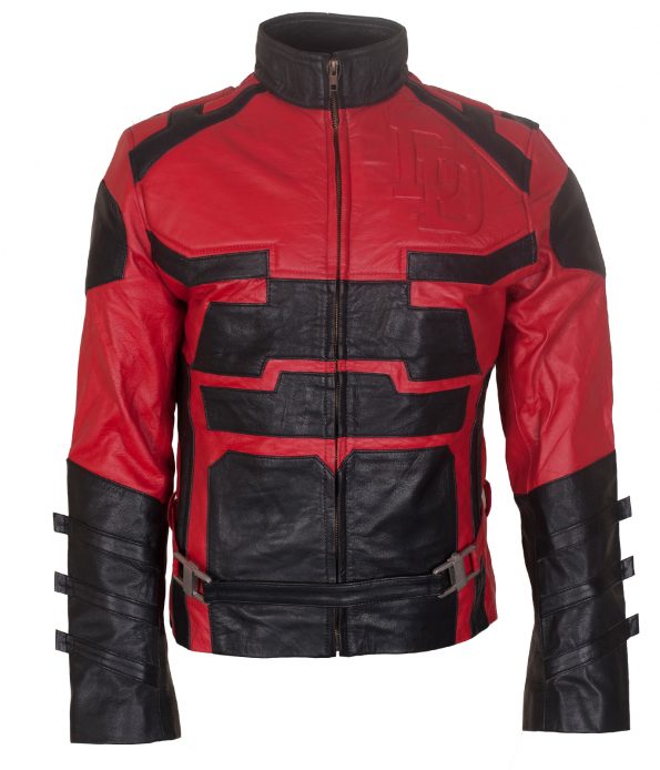 DD Dare devil Matt Murdock Black Mens Leather Jacket Costume