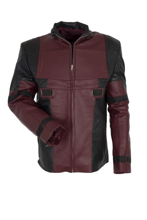 Deadpool Maroon Men Super Hero Leather Jacket