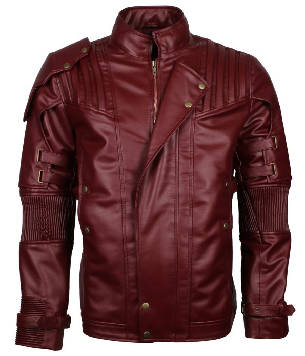 Guardian Of Galaxy Maroon Star Lord Leather Jacket Costume